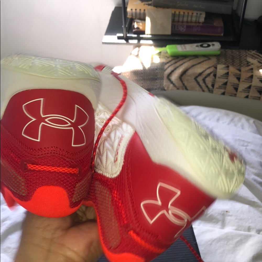 Under Armour White & Red Athletic Sneakers - Picture 9 of 10